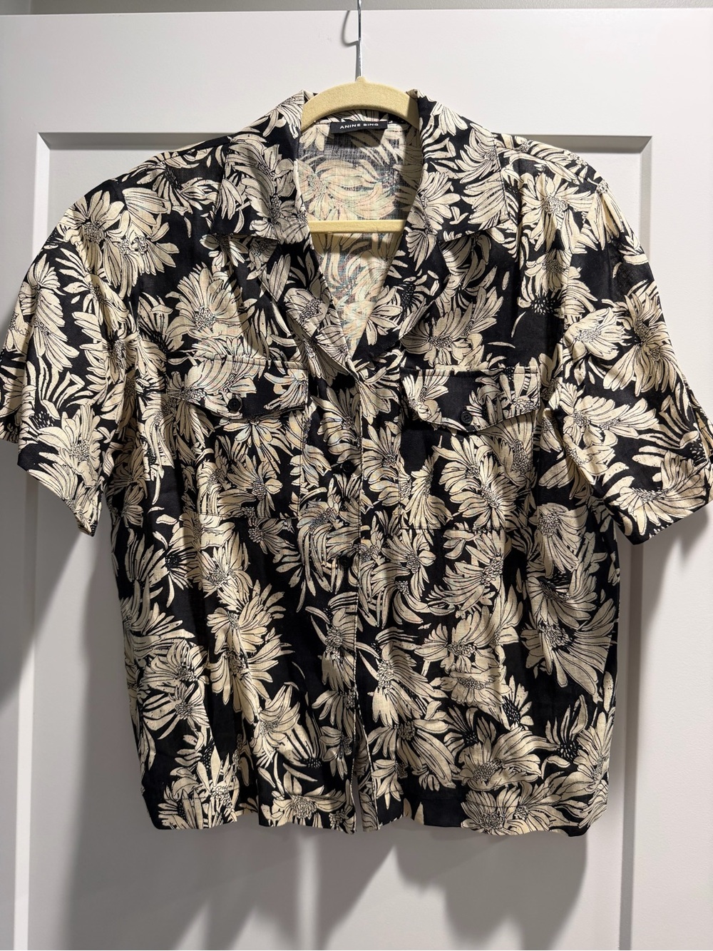 ANINE BING Hamilton Shirt in Black Floral Print